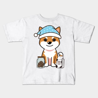 Cute orange dog is having a midnight snack Kids T-Shirt